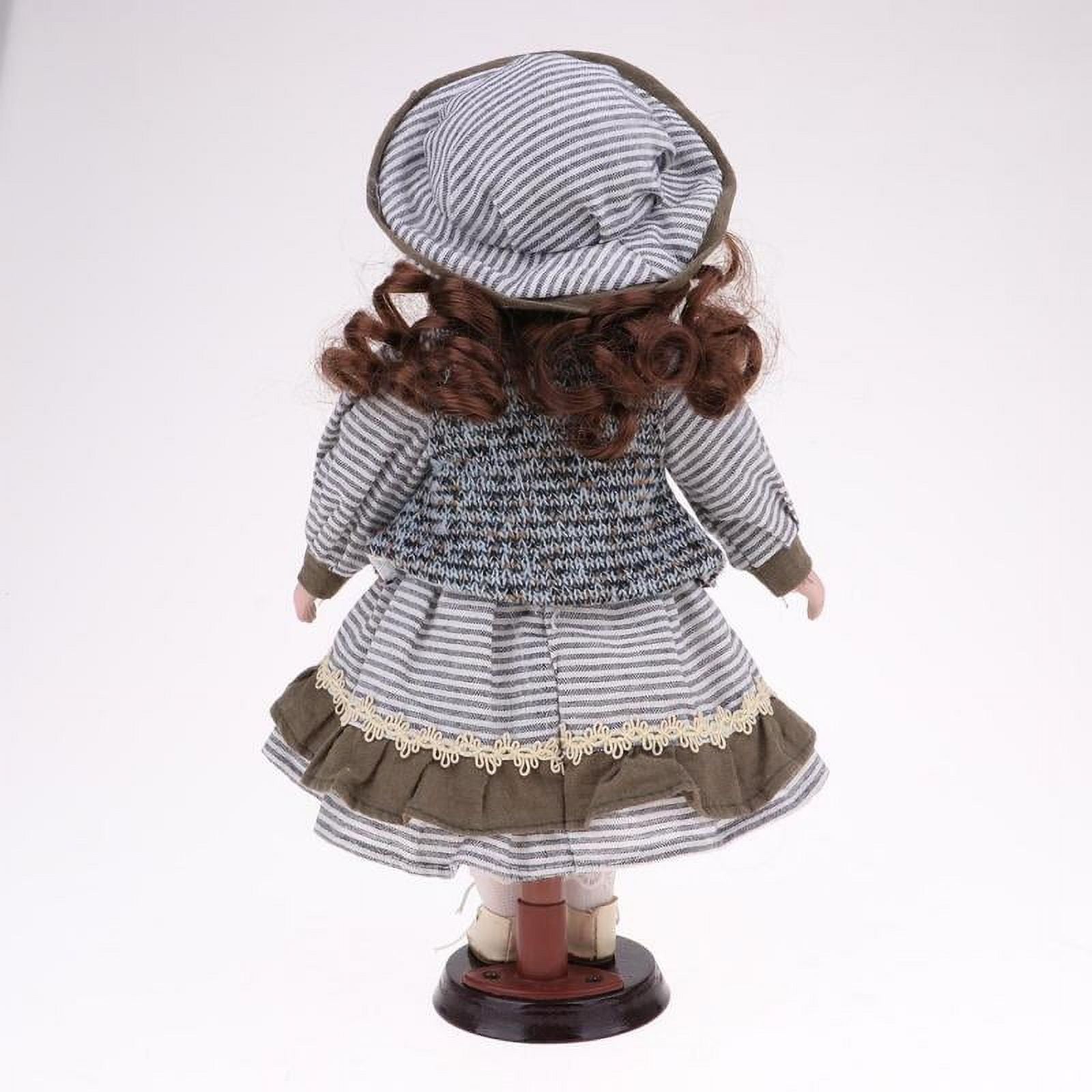 30cm Porcelain Doll Figure with Wood Stand H566