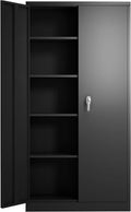 Black Metal Storage Cabinet with 2 Locking Doors and 5 Shelves H502