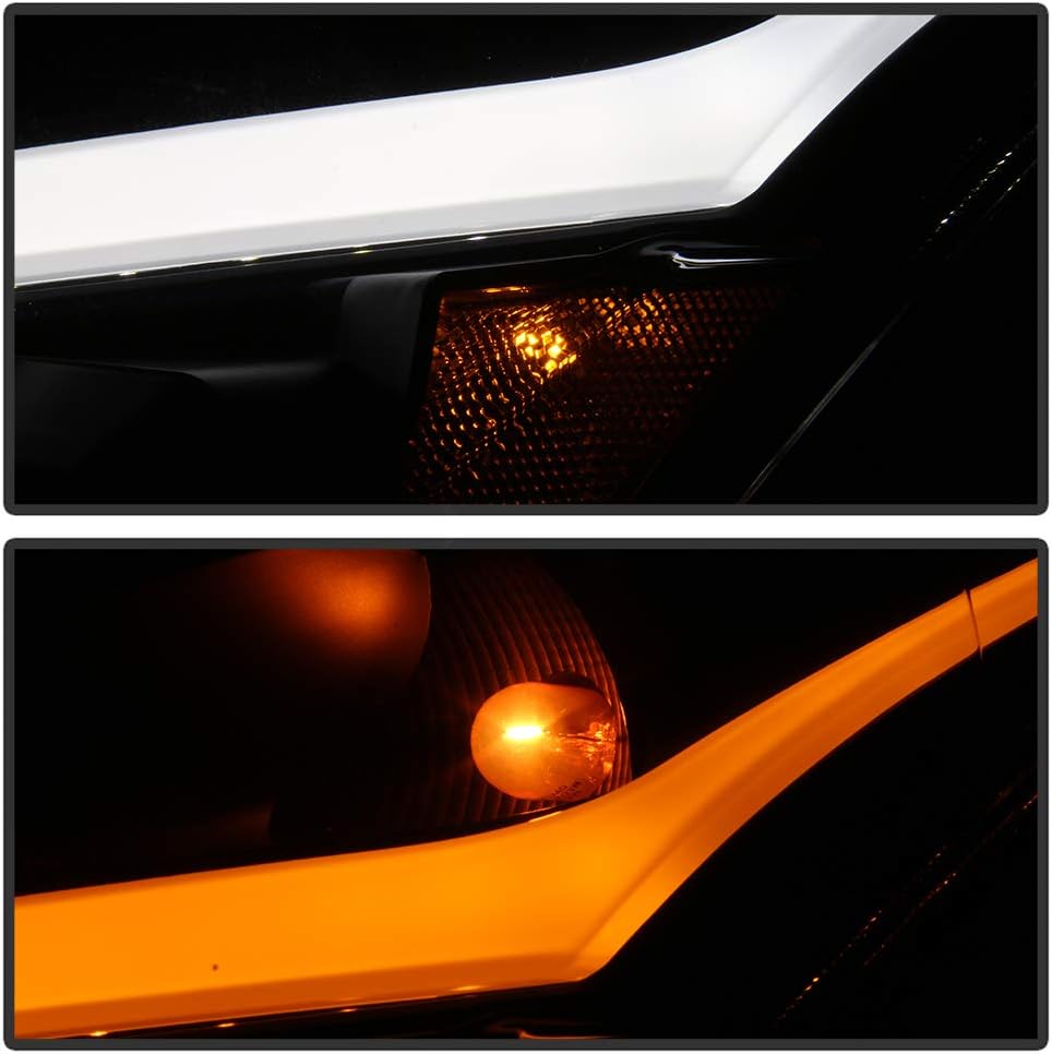 Black Smoke LED Tube Sequential Signal DRL Headlights V5075
