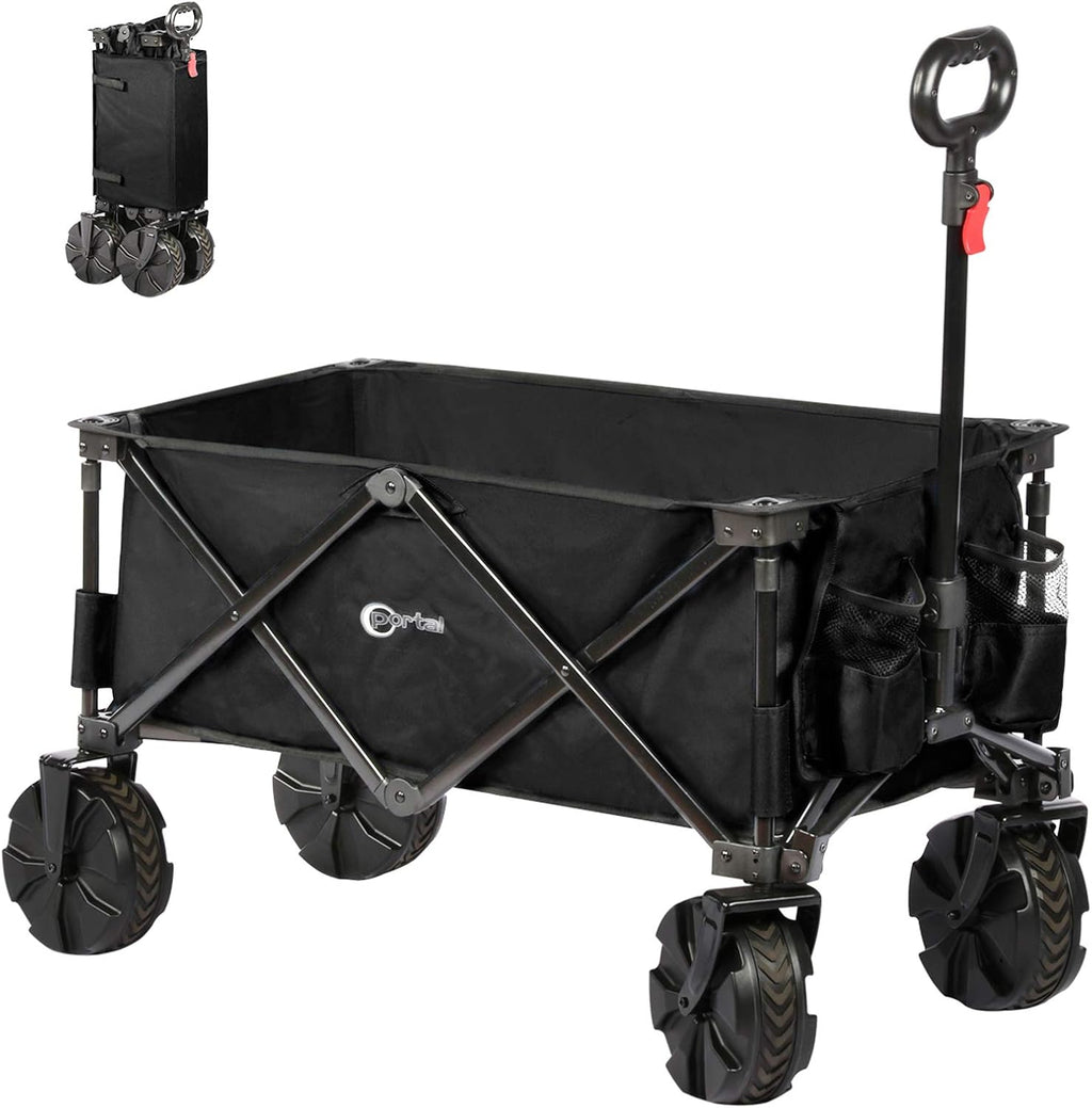 Folding Collapsible Utility Wagon Cart with 8 Wheels, Black U130