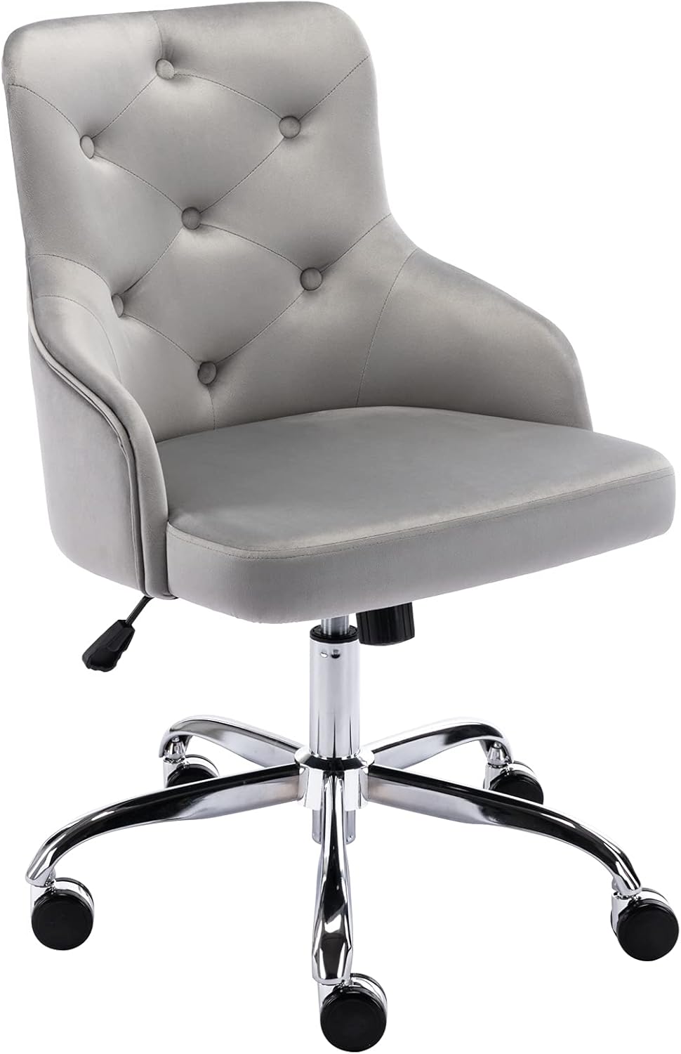 Height-Adjustable Mid-Back Velvet Swivel Office Chair G547771