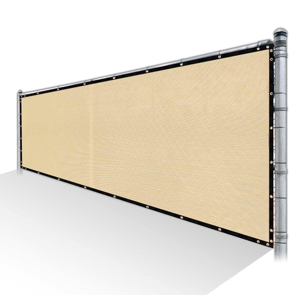 Beige Privacy Fence Screen Mesh with Reinforced Grommets W21518