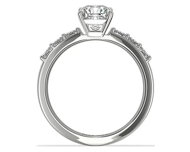 14K White Gold Solitaire Ring with Accents Z197754