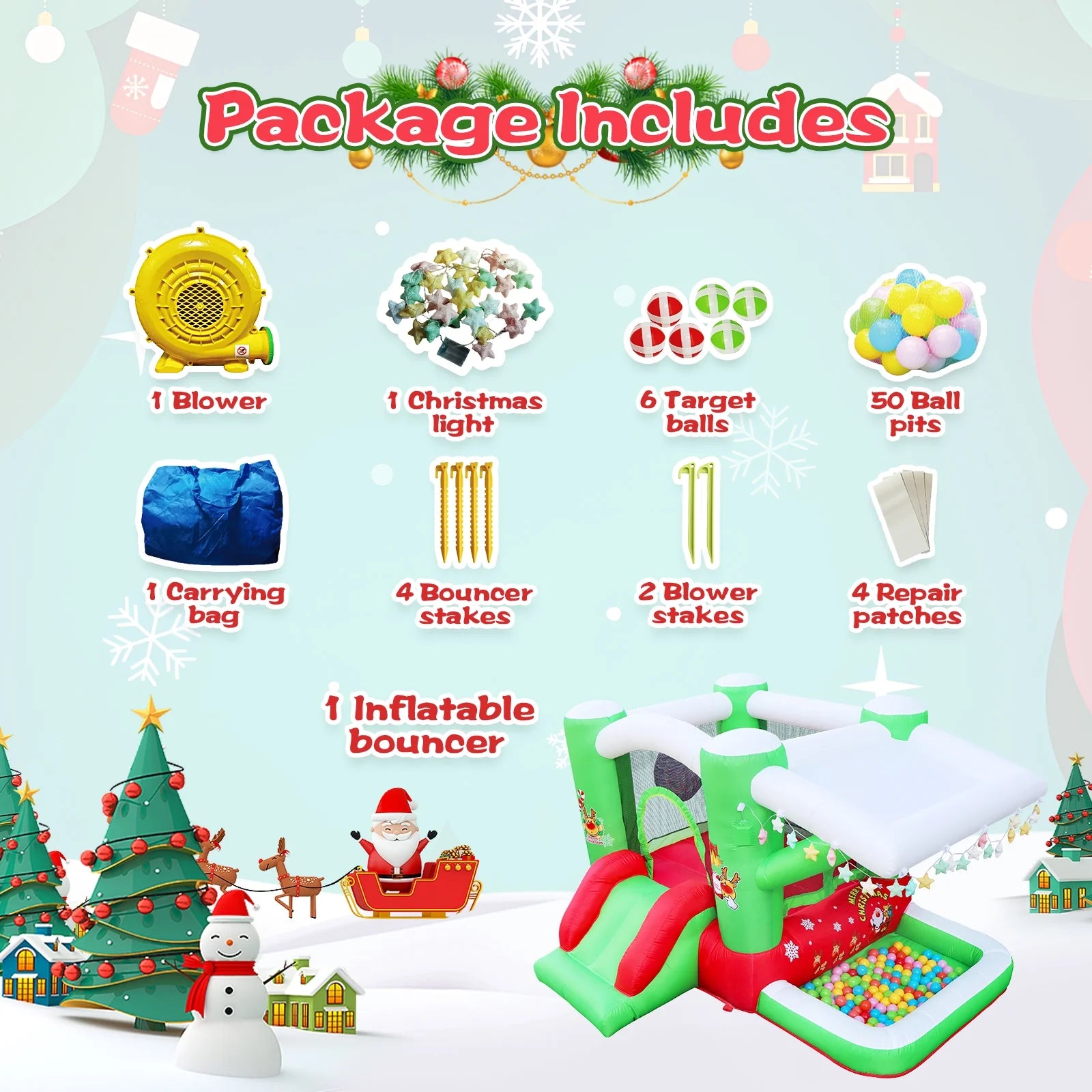 Christmas Jump 'n Bounce House with Blower R789940