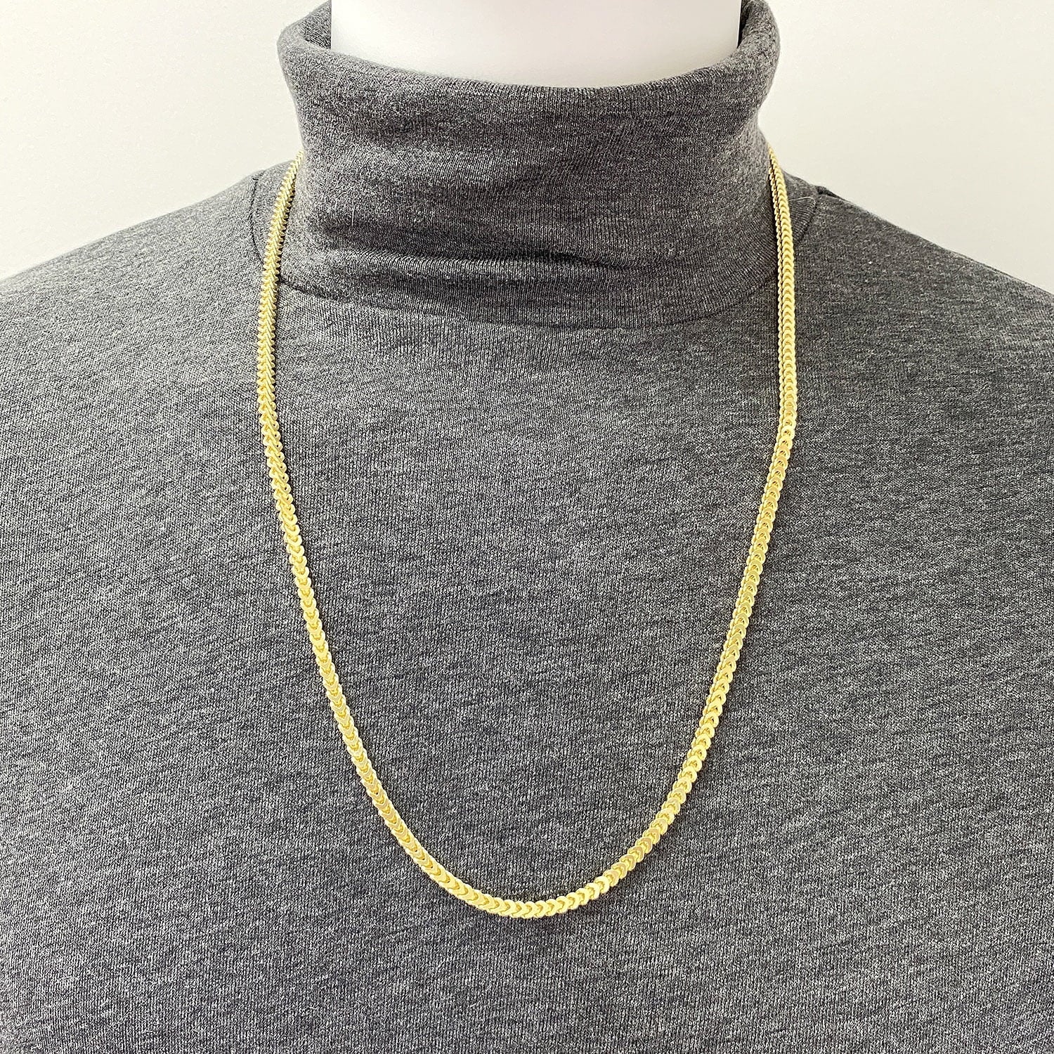 18K Gold Over Silver Hollow Franco Chain Necklace 20"-30" U37406