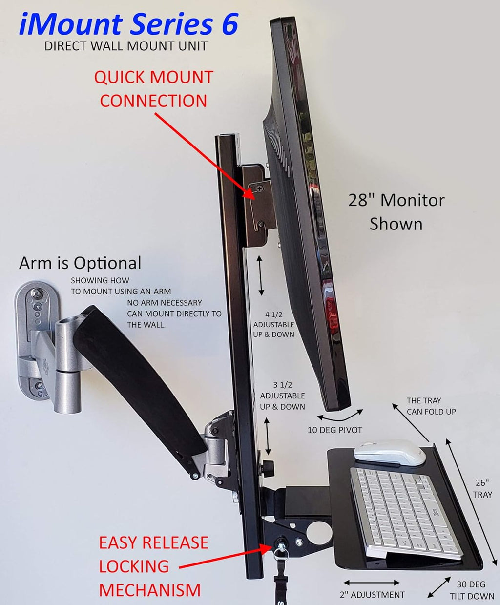 VESA 100mm Monitor and Keyboard Wall Mount Q981