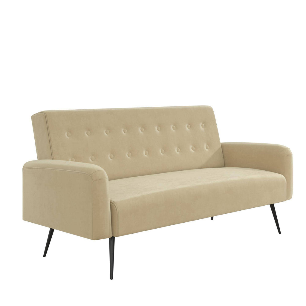 Ivory Velvet Convertible Sofa Bed Futon O5166