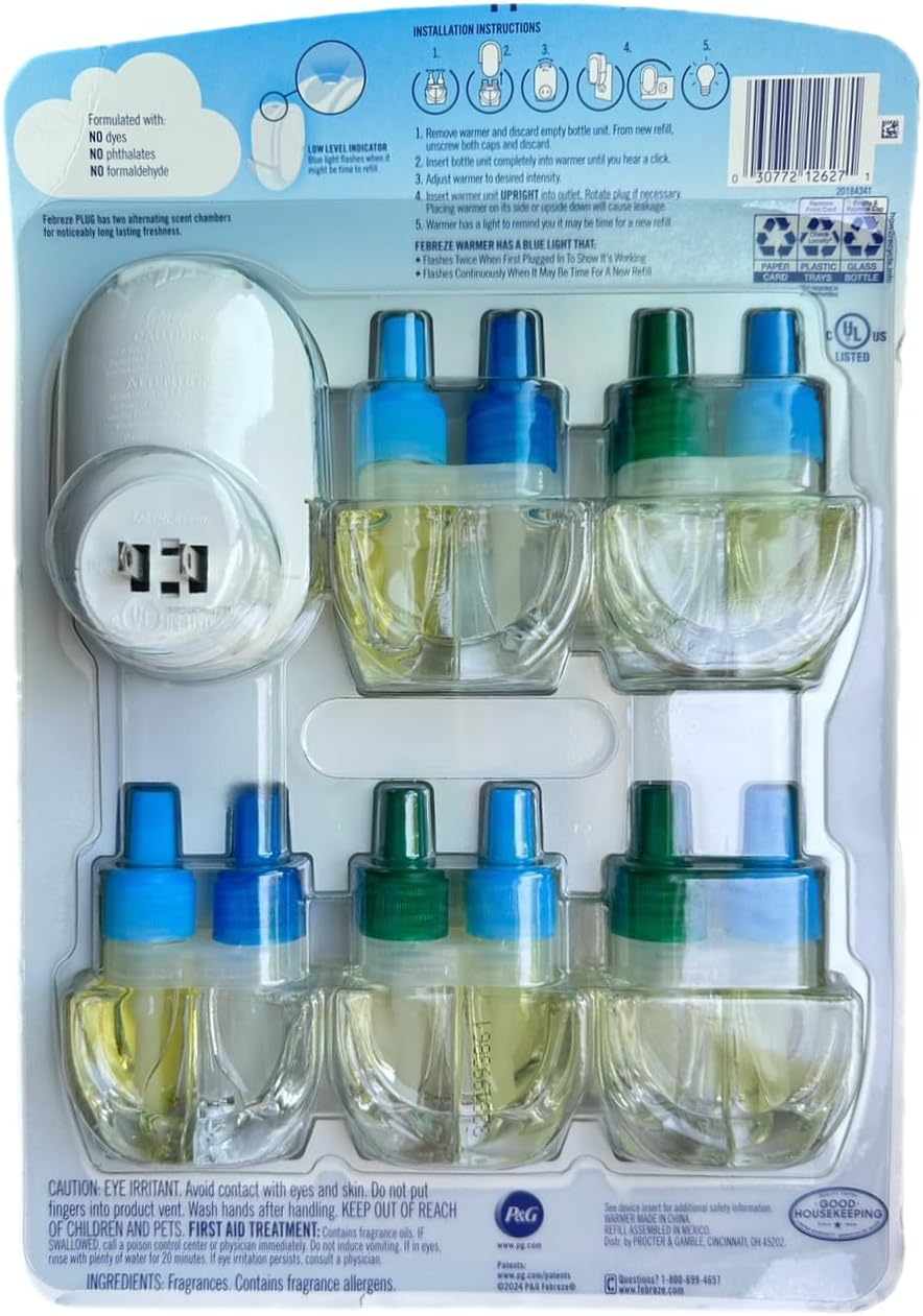 5 Pack refill plugin oil with Breeze & Fresh scented oil O325