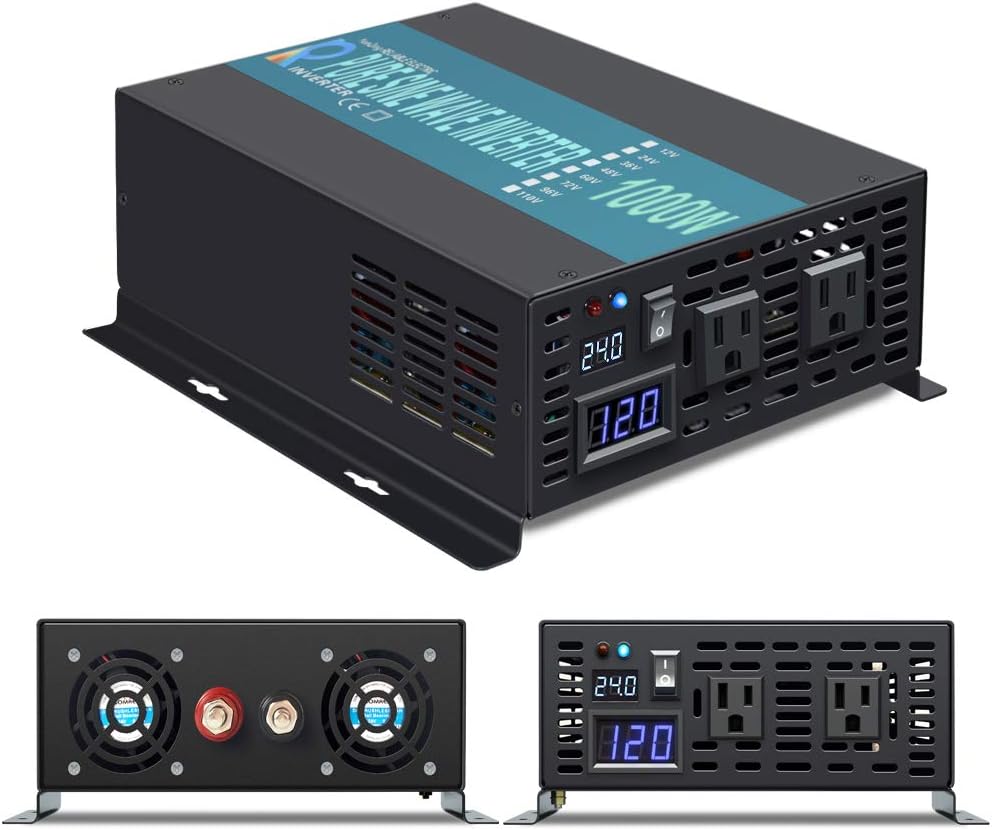1000W Pure Sine Wave Car Power Inverter 24V DC to 120V AC with 2 AC Outlets U376