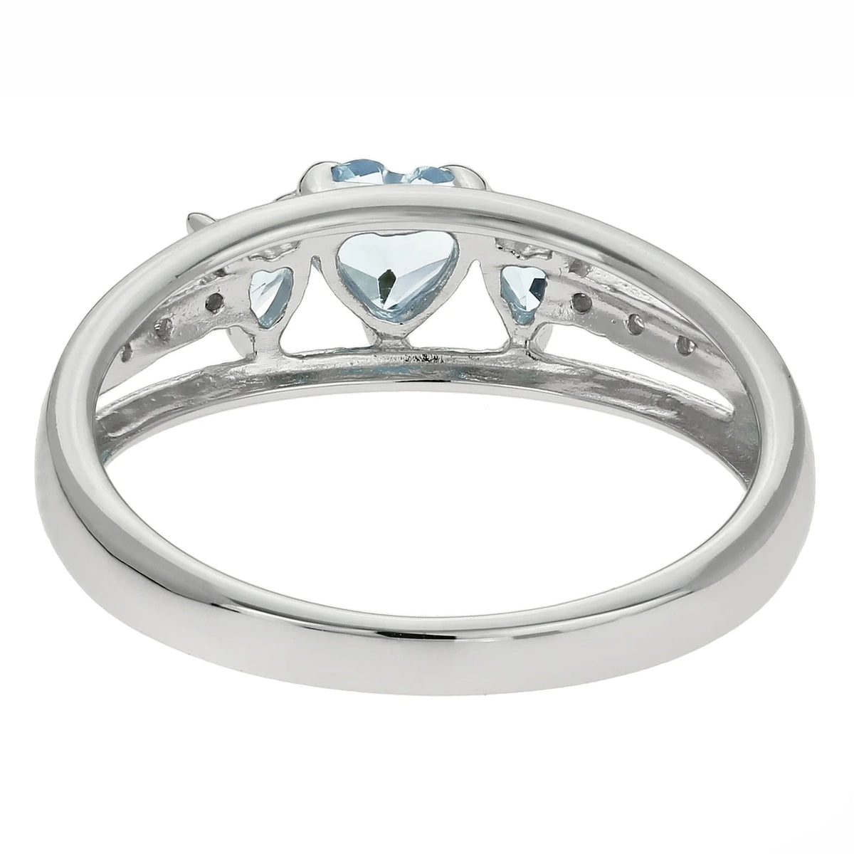 Blue Aquamarine Diamond Sterling Silver Ring C363