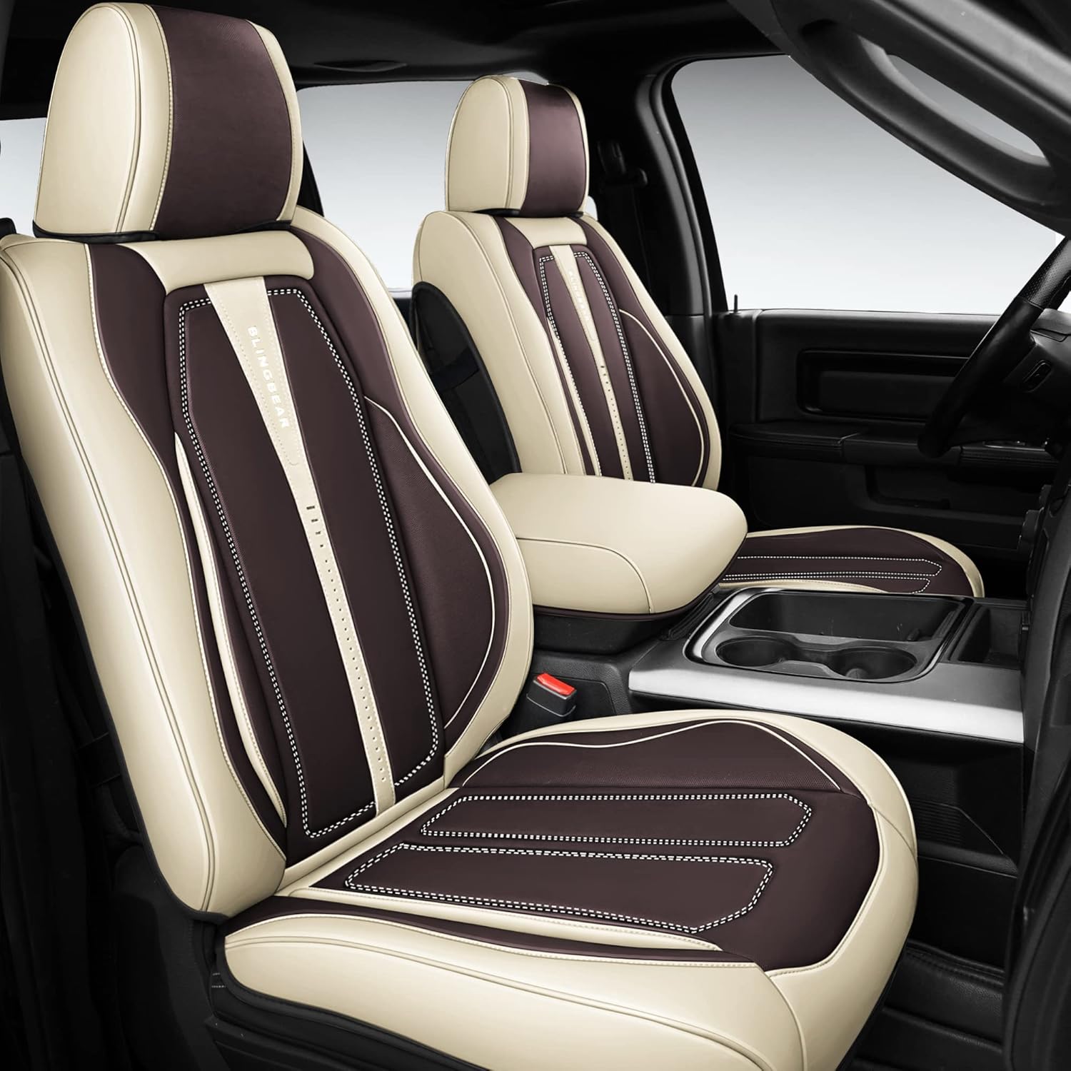 Black Faux Leather Car Seat Covers W48615