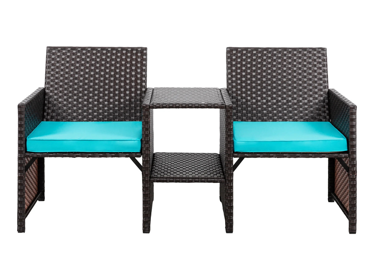 Outdoor Wicker Rattan Loveseat with Cushion R557959