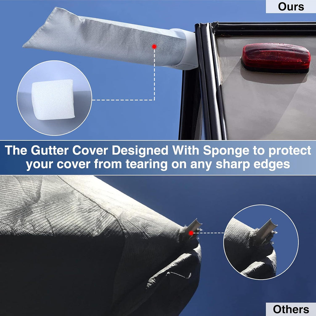 Upgraded Waterproof 500D Top Travel Trailer Cover with 4 Tire Covers, Tongue Jack Cover U834
