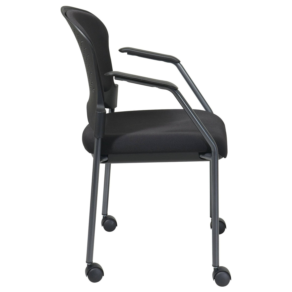 Titanium Finish Rolling Visitors Chair with Casters R4655