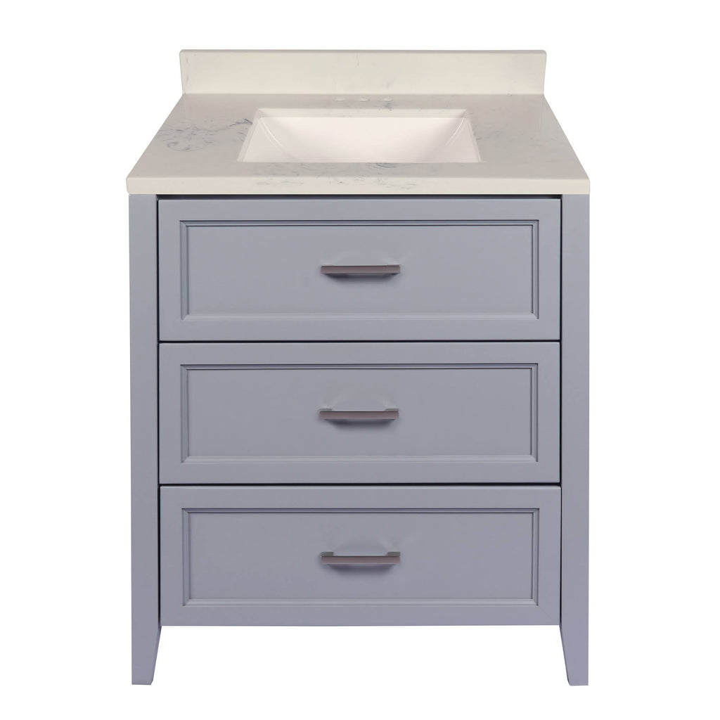 Espresso Bath Vanity with White Cultured Marble Top with Backsplash H81147