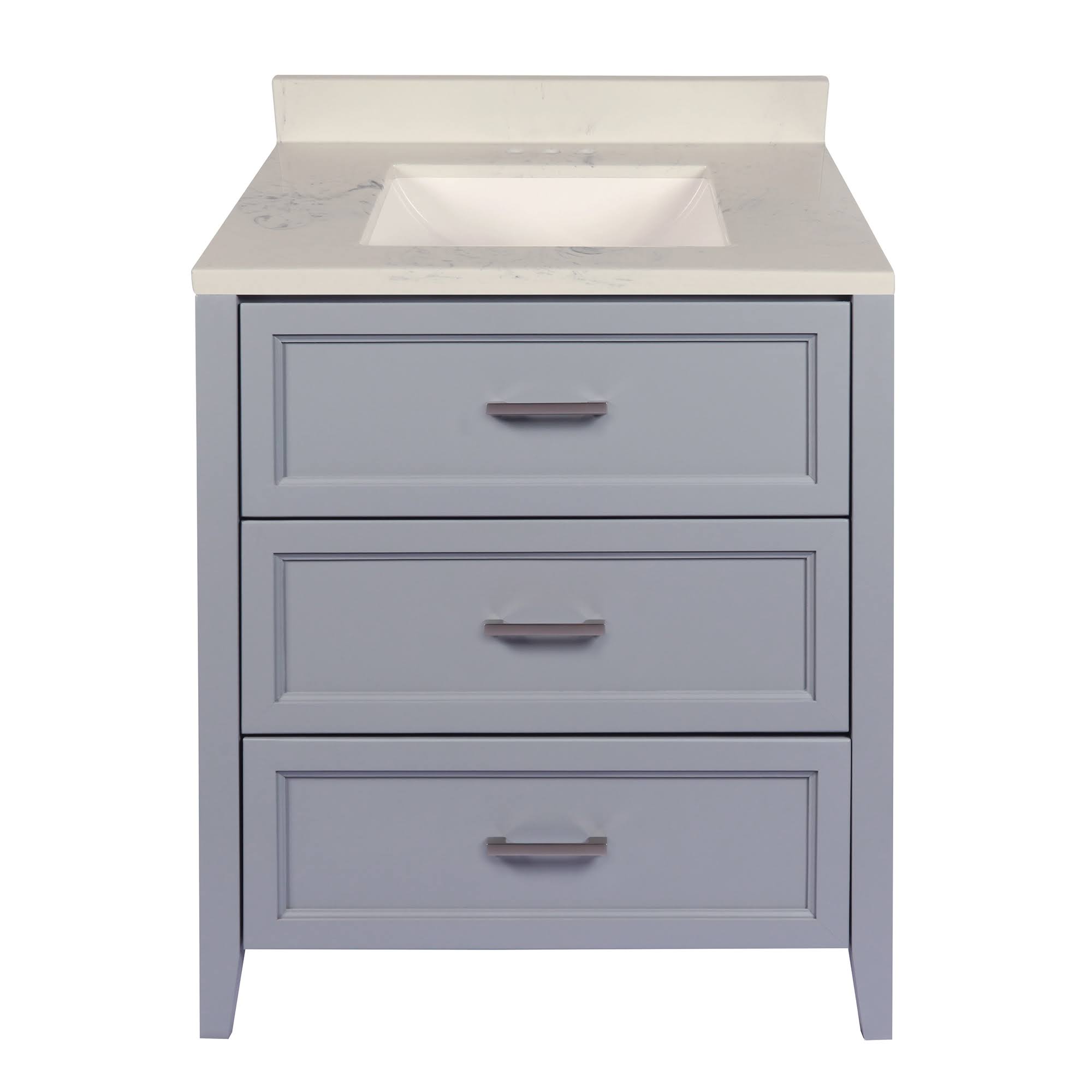 Espresso Bath Vanity with White Cultured Marble Top with Backsplash H81147