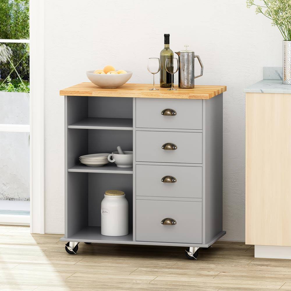 Grey Kitchen Cart with Cabinets S672152
