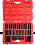 26-Piece 1/2 Inch Drive Deep Impact Socket Set Metric Cr-Mo Alloy Steel A168