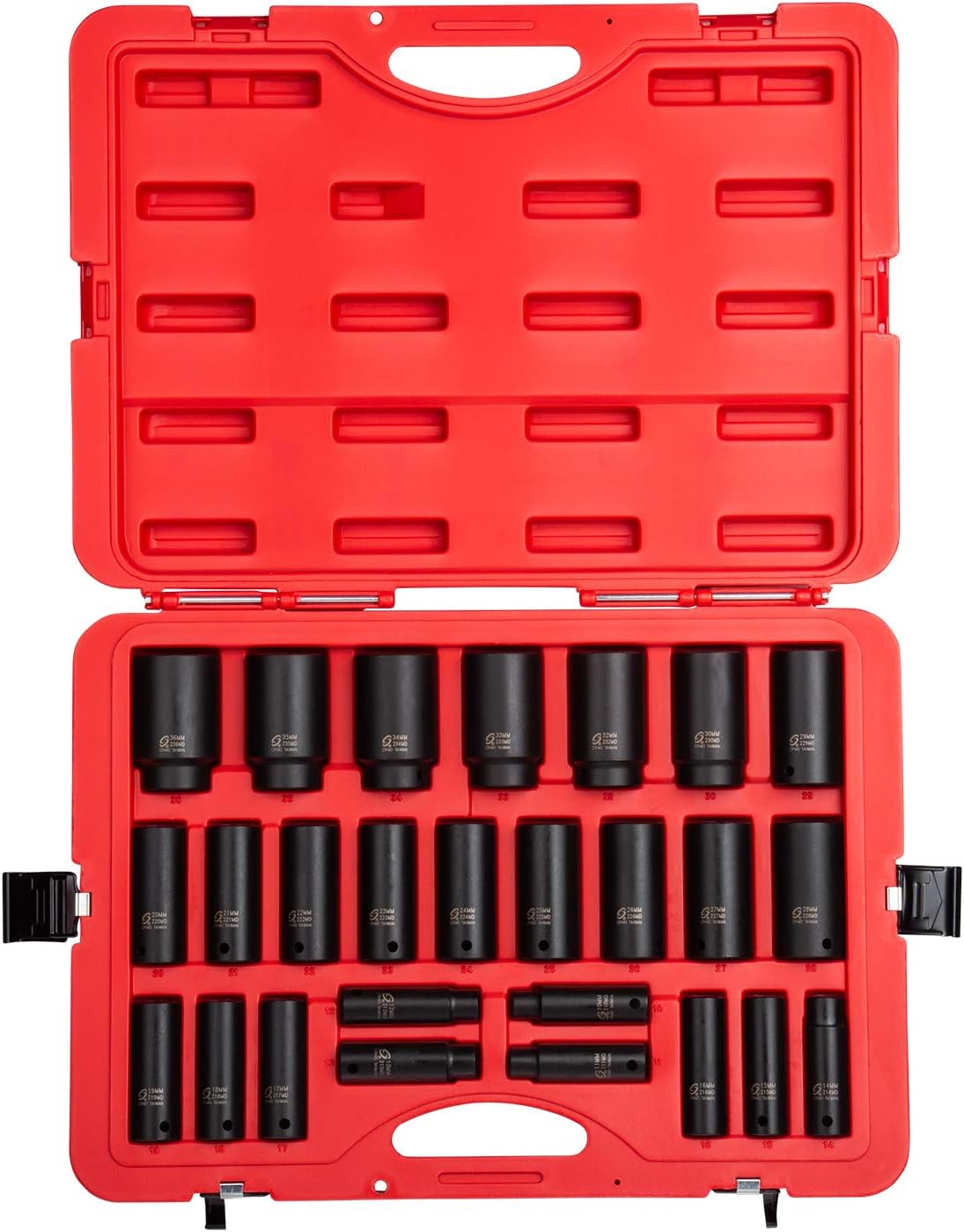 26-Piece 1/2 Inch Drive Deep Impact Socket Set Metric Cr-Mo Alloy Steel A168