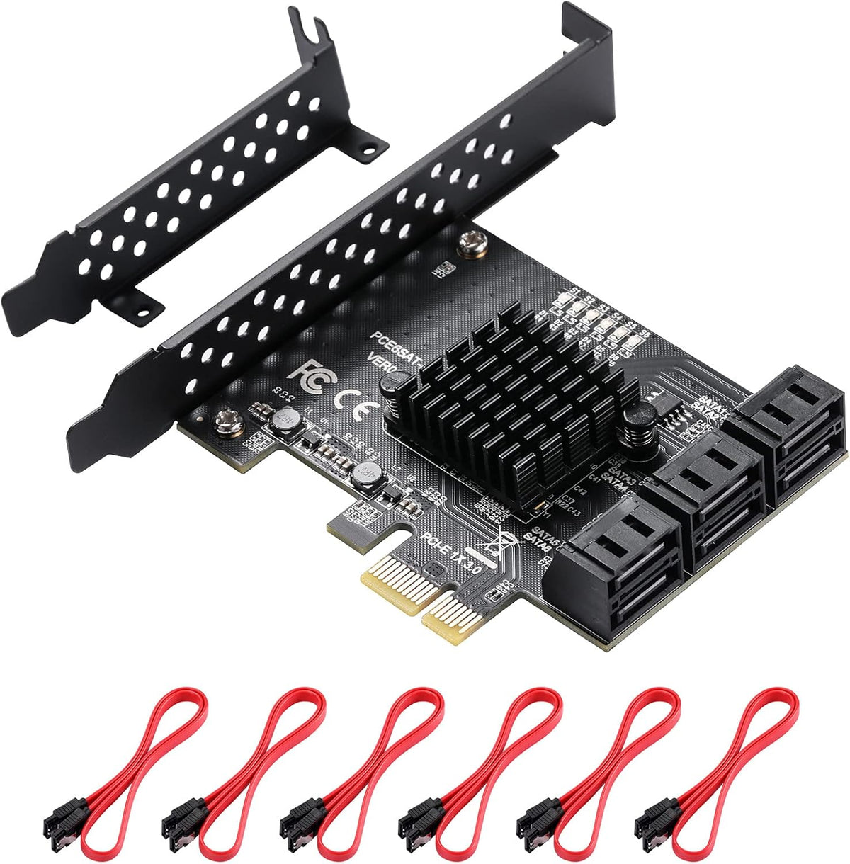 16 Port 4X SATA PCIe Expansion Card with 16 SATA Cables and Bracket B8704