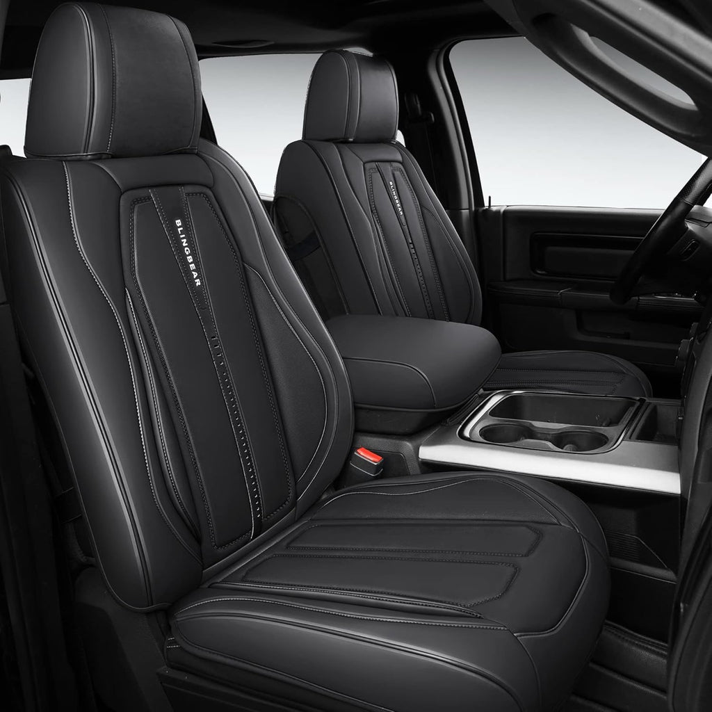 Black Faux Leather Car Seat Covers W48615
