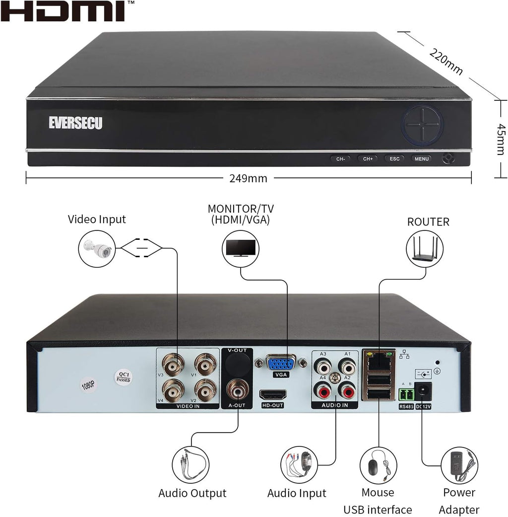 4 Channel 1080P DVR Security Camera System with 4 Weatherproof Cameras Q798850