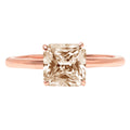 2.0ct Asscher Cut Brown Champagne Simulated Diamond 18k Pink Rose Gold Ring Size 3.5 D38424