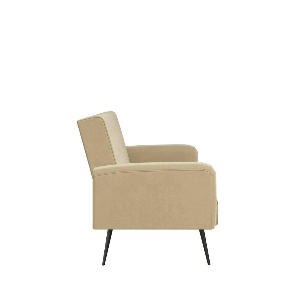 Ivory Velvet Convertible Sofa Bed Futon O5166