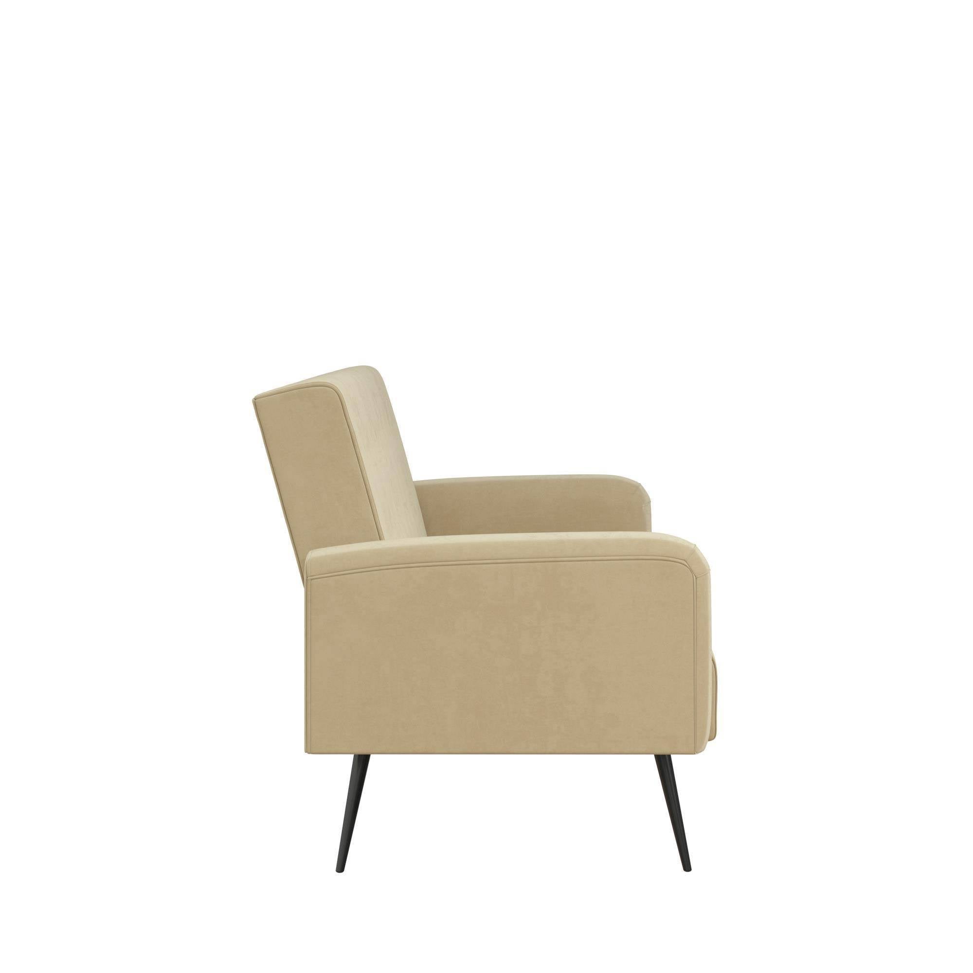 Ivory Velvet Convertible Sofa Bed Futon O5166