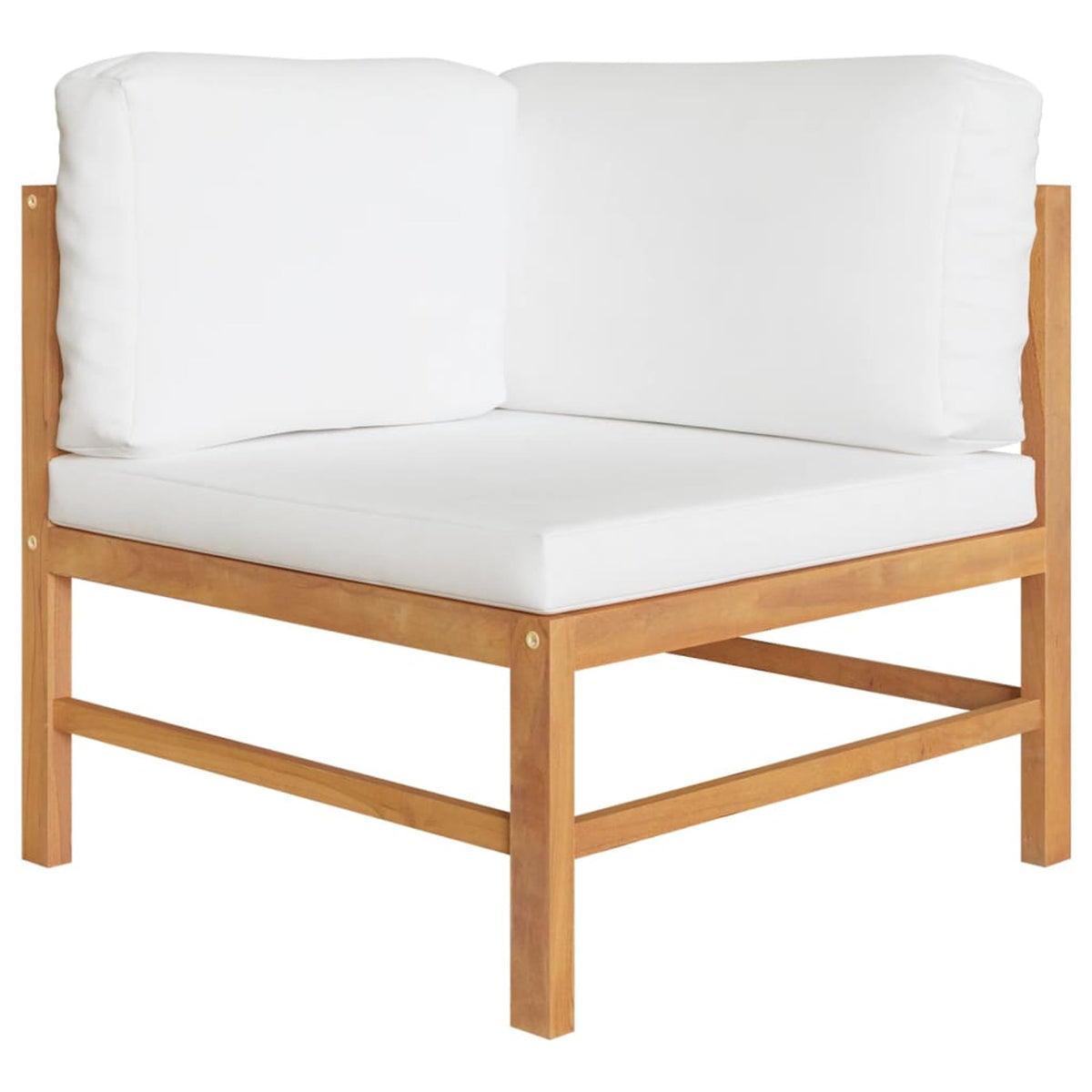 2-Seater Teak Wood Corner Sofa Set with Cream Cushion S10103