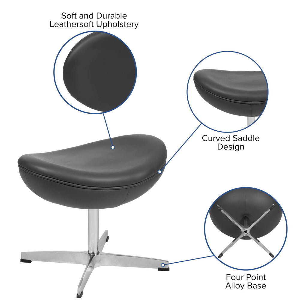 Gray LeatherSoft Saddle Wing Ottoman T494114