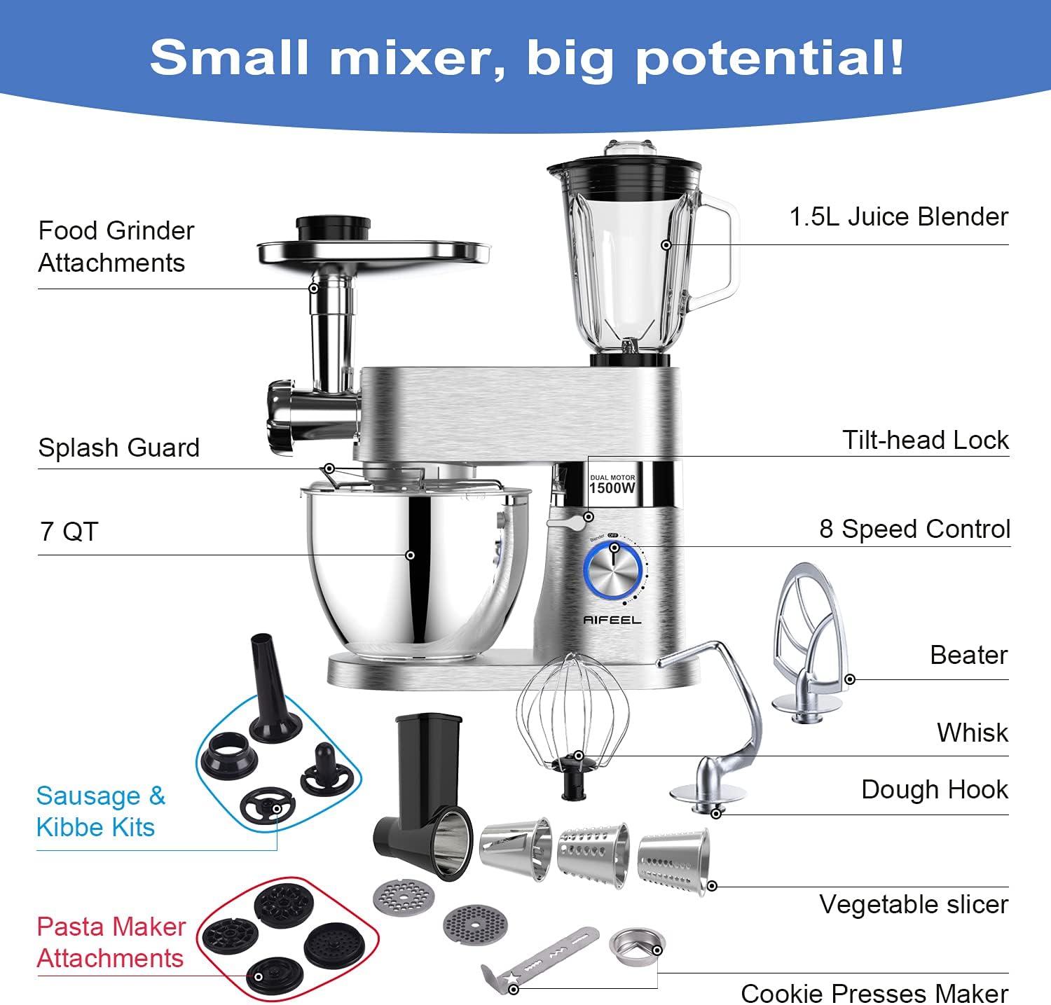 9 Accessories Multifunctional Kitchen Mixer R69829
