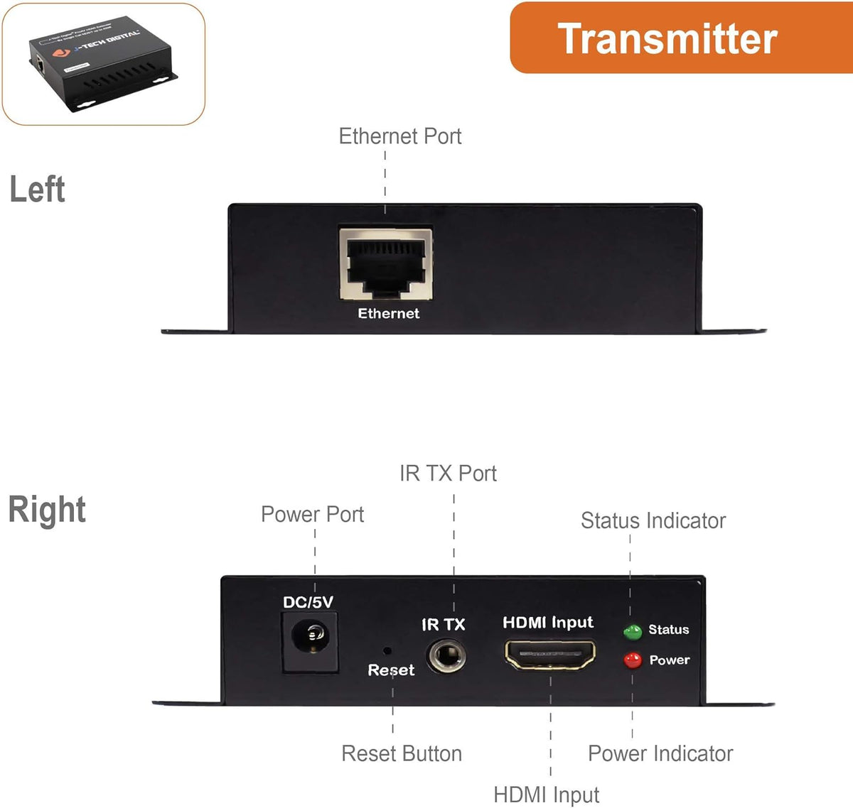 HDMI Extender Over Single Cat5e/6/7 Cable Full HD 1080p with TCP/IP, IR Up To 400ft P265736