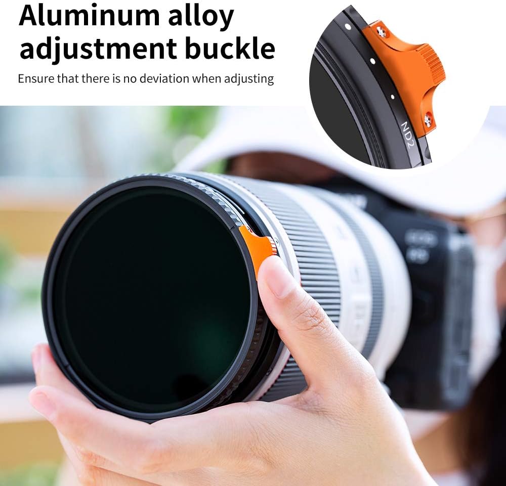 55mm Variable ND Filter ND2-ND400 with Multi-Layer Coatings AGC Glass Neutral Density Filter Pack of 2 H664