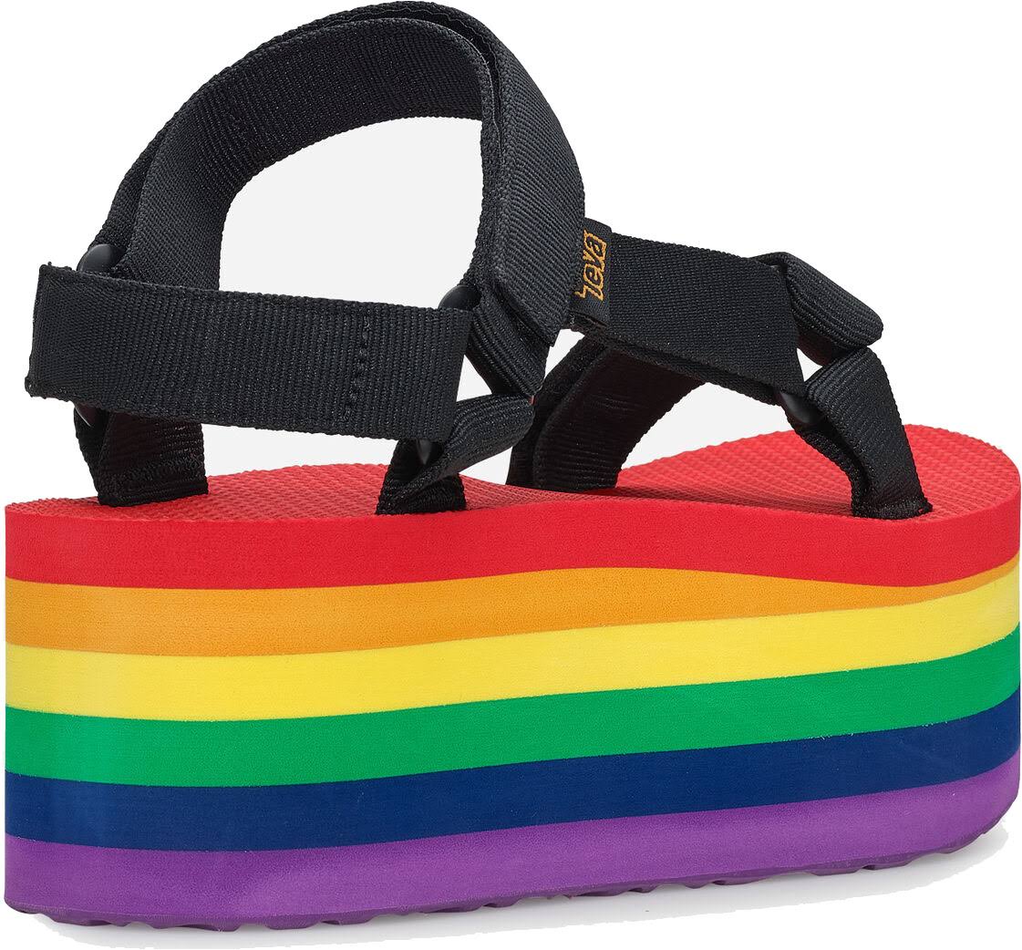 Rainbow-Black Flatform Sandals G2106