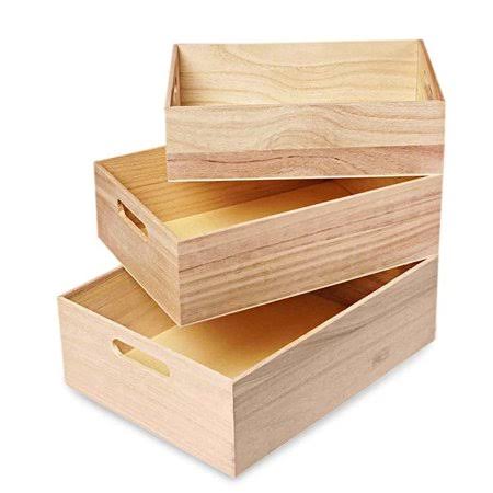 3 Pcs Paulownia Handle Wood Tray Set M9944
