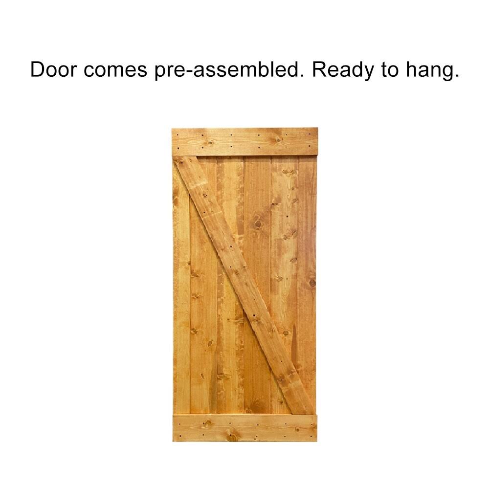 Sage Green Stained Wood Interior Sliding Barn Door with Hardware Kit I229194