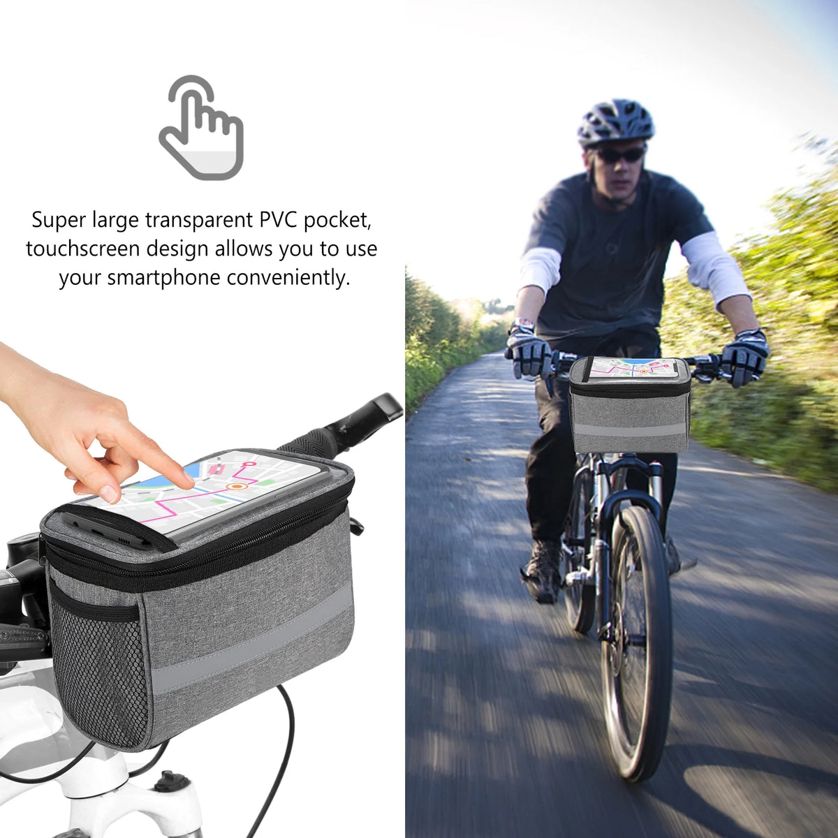 Grey Polyester Insulated Bike Handlebar Bag R76273