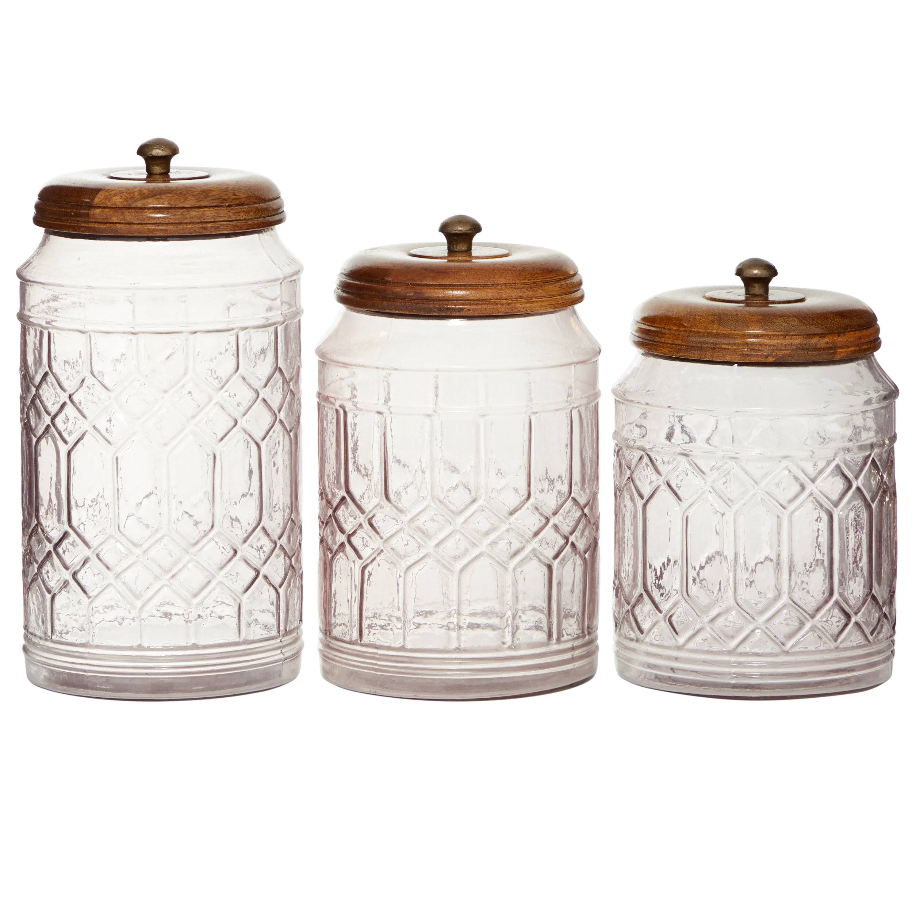 Set of 3 Clear Glass Canisters A10440