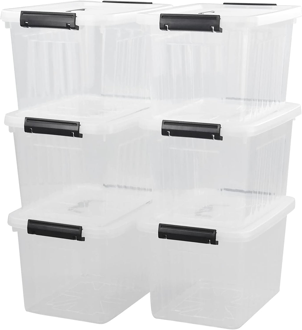 10 L Clear Plastic Latching Storage Box, 6 Packs B318003