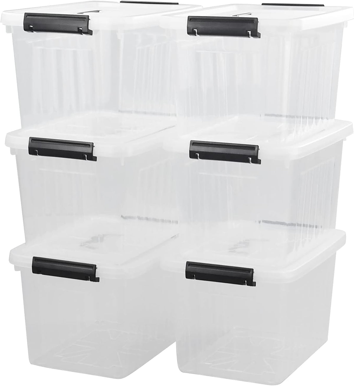 10 L Clear Plastic Latching Storage Box, 6 Packs B318003