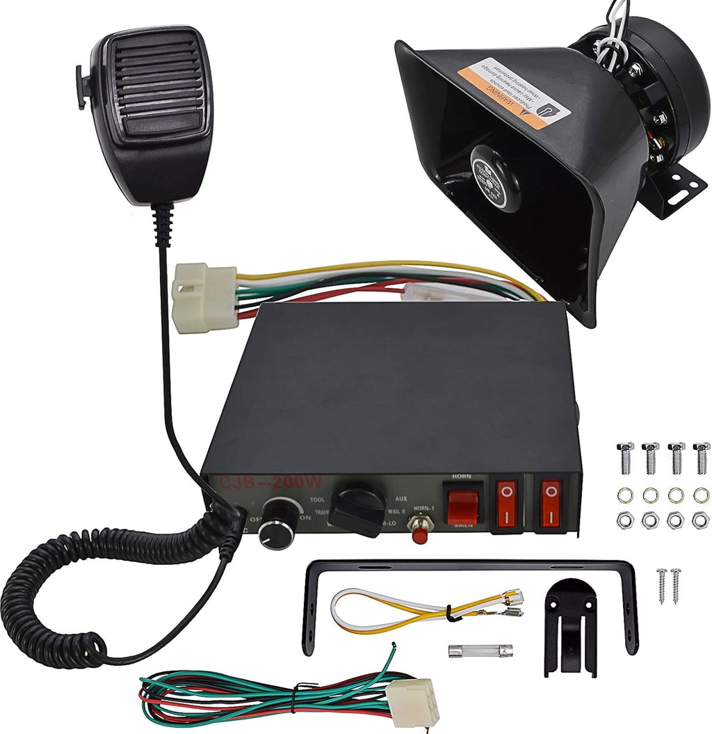 200W 9 Tones Wired Handheld Microphone Car Siren Speaker Z324303