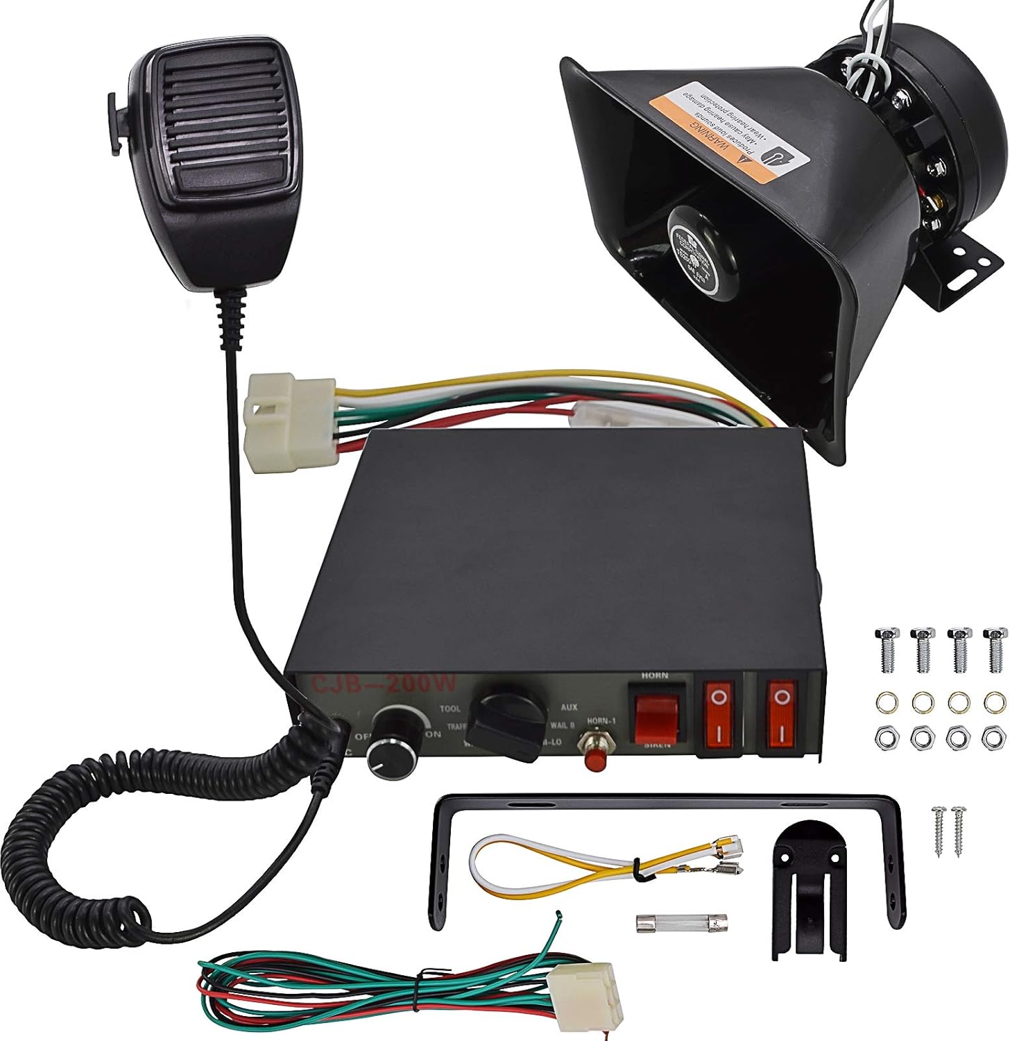 200W 9 Tones Wired Handheld Microphone Car Siren Speaker Z324303