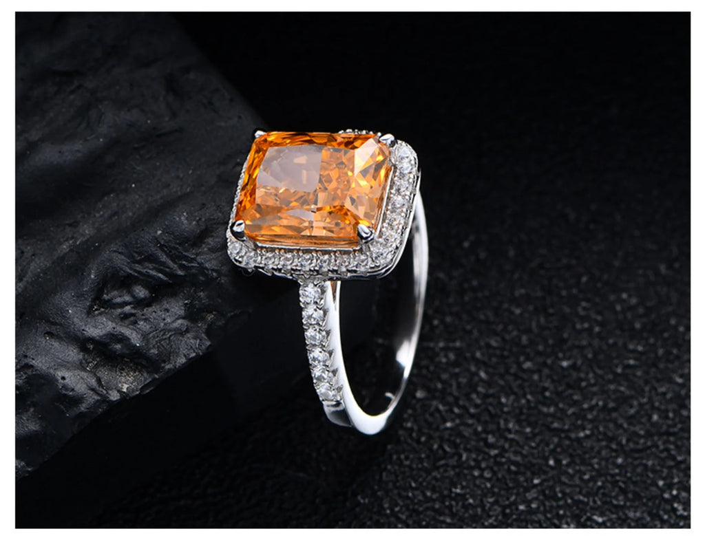 Radiant Cut 8*10mm Zircon Engagement Rings S925 Sterling Silver U5023