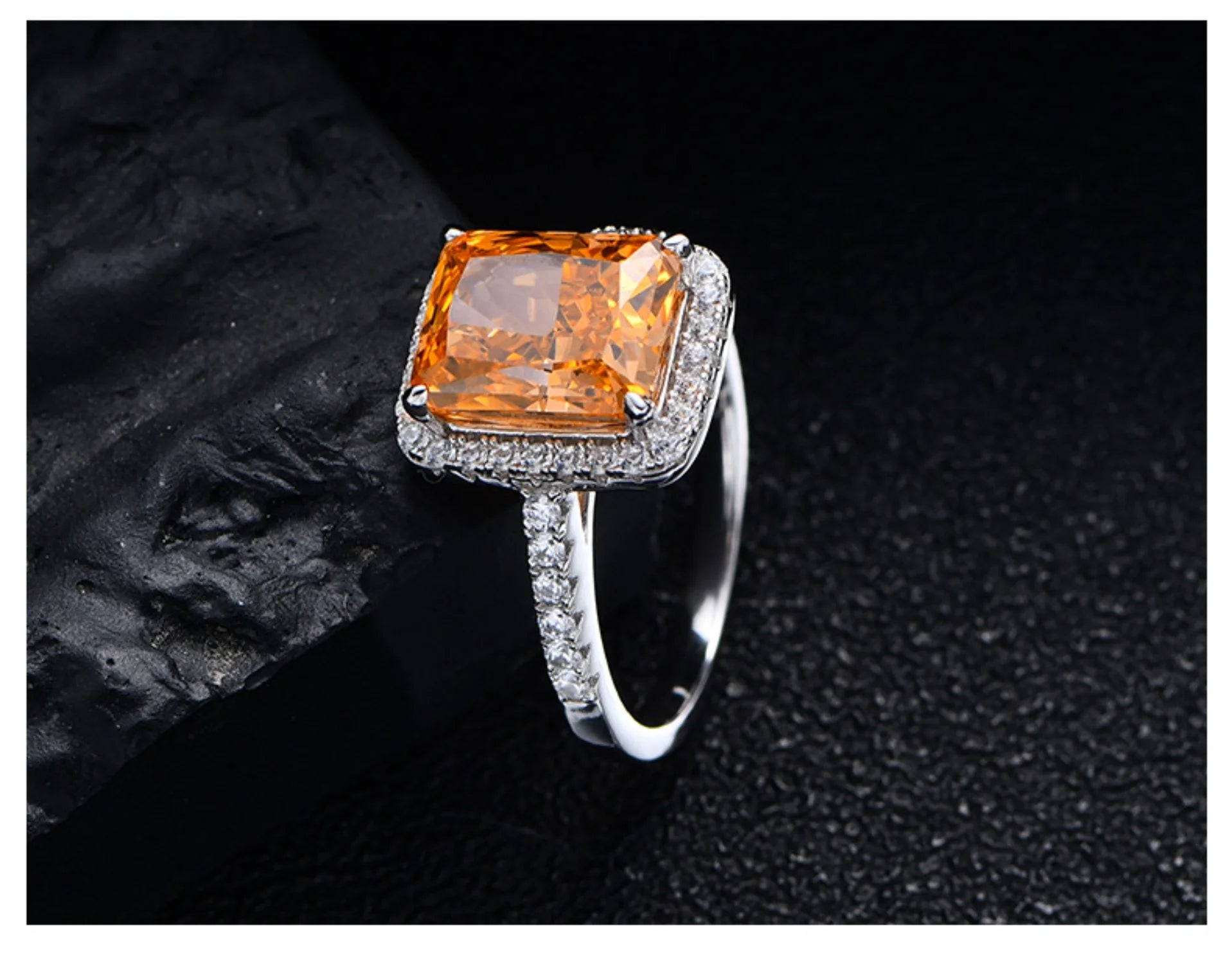 Radiant Cut 8*10mm Zircon Engagement Rings S925 Sterling Silver U5023