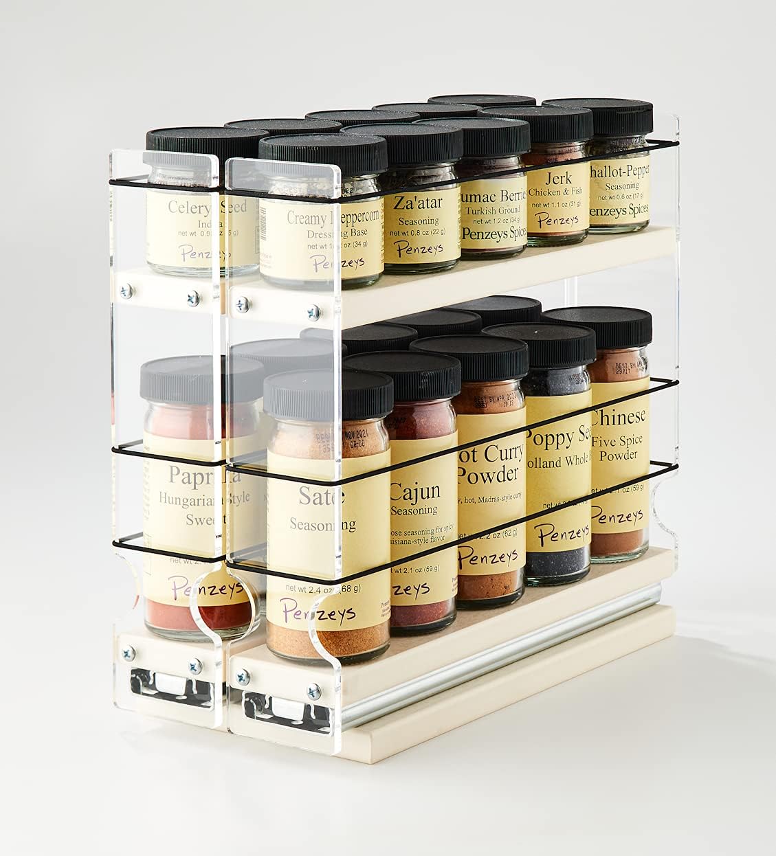 22x1.5x11 Spice Rack with 2 Drawers and 2 Shelves B4349