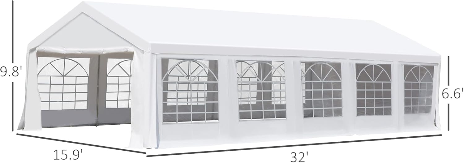 White Commercial Party Tent Gazebo with Removable Sidewalls A988