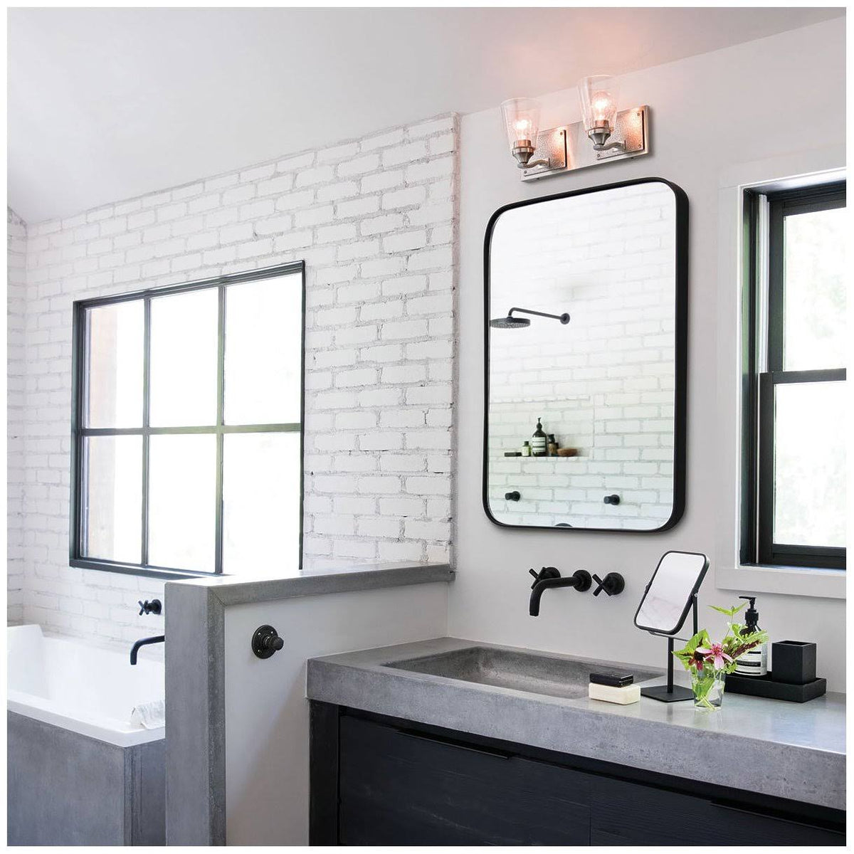 Brushed Nickel 2 Light Bath D575