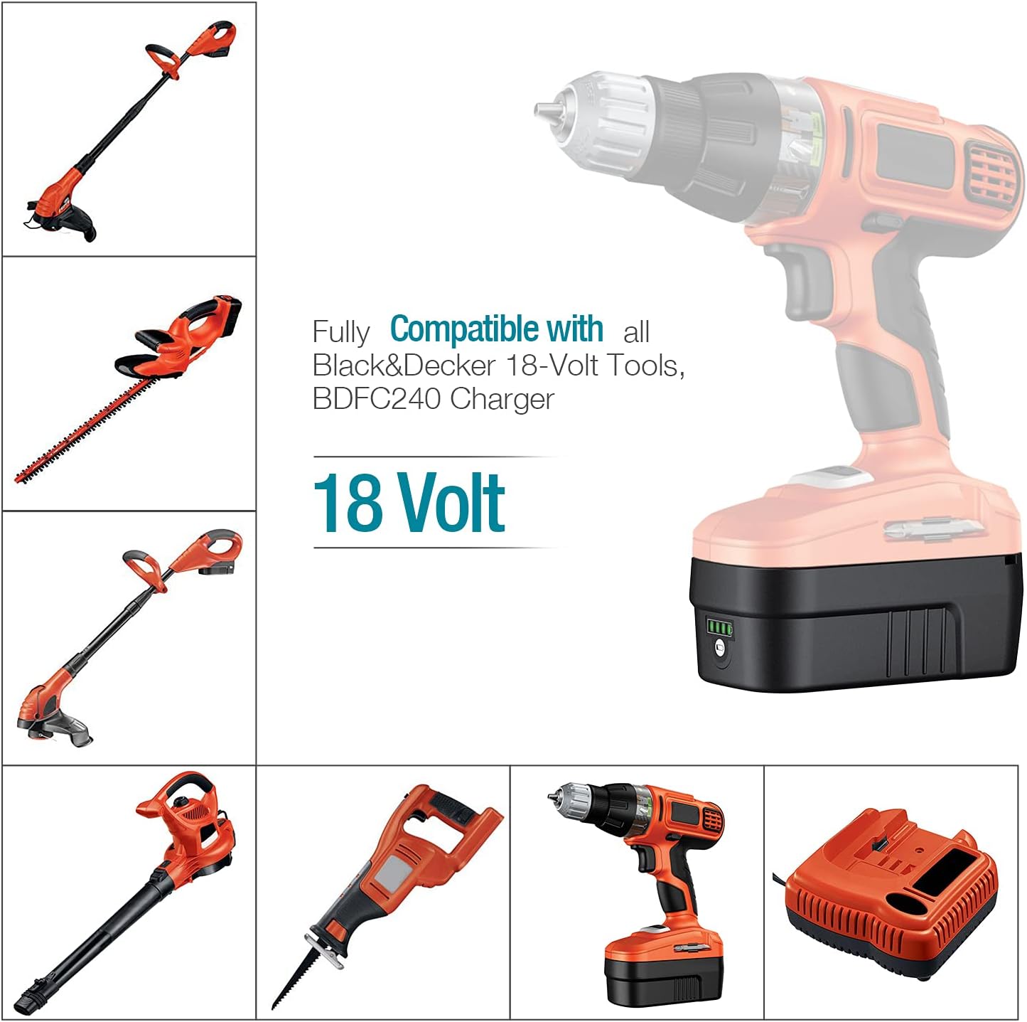 2 Pack 6.0Ah Lithium-Ion Replacement Battery for 18V Cordless Power Tools E2533