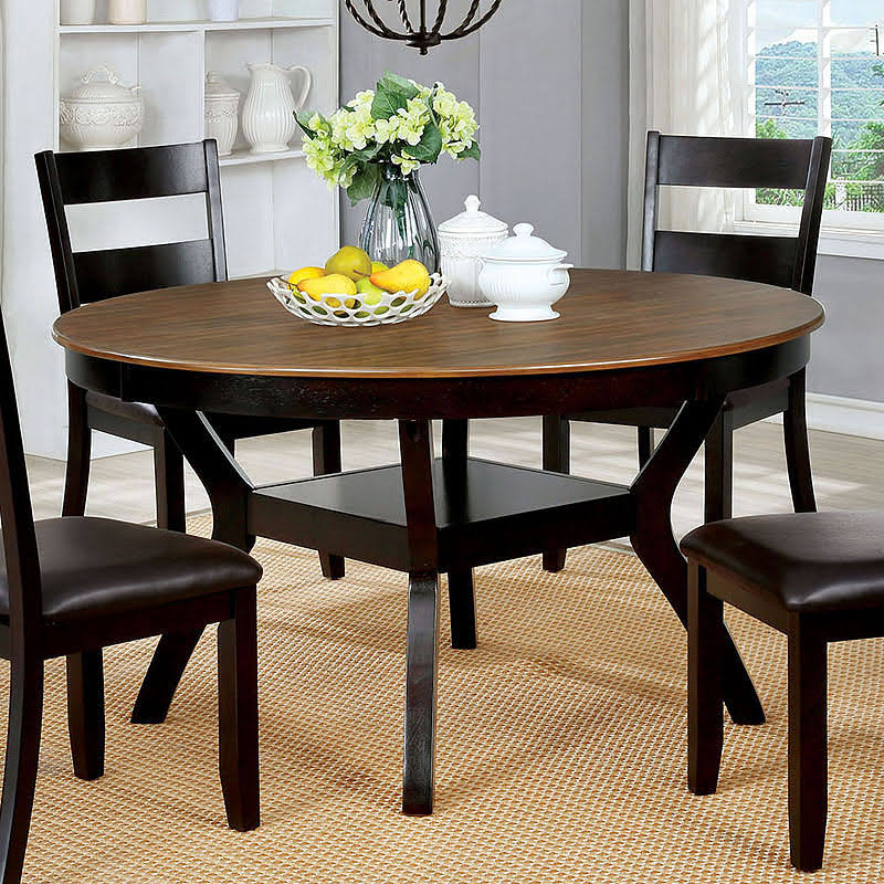 Dark Brown Oak Round Table L962